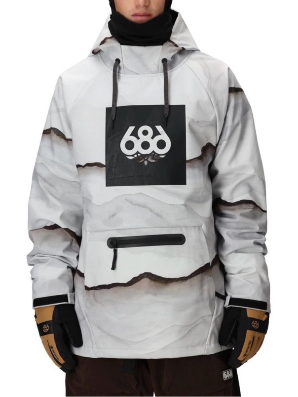 686 Men’s Waterproof Snowboard Pullover Anorak Jacket Size S White Camo - Picture 16 of 16